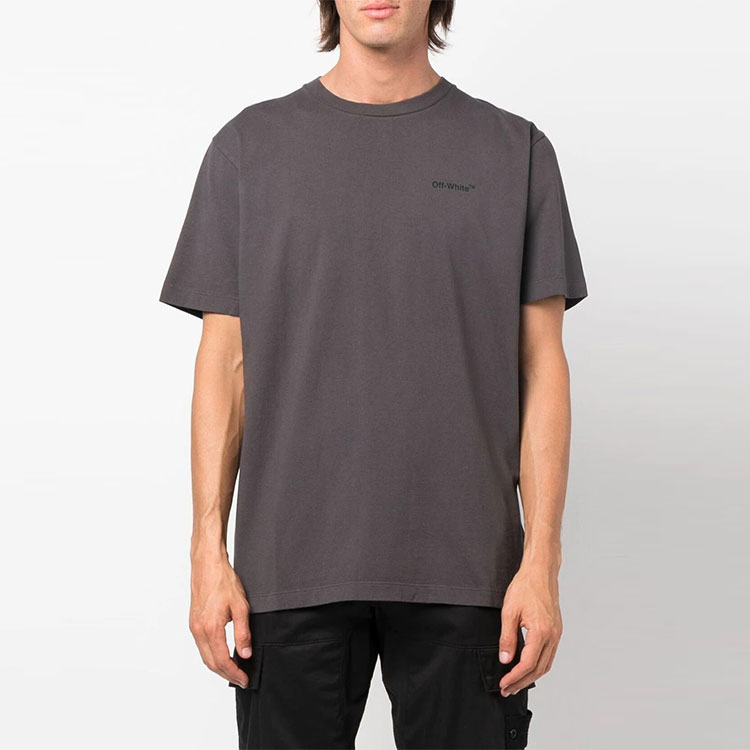 Lookbook OFF-WHITE FW22 斜紋標誌圖案灰色短袖T恤。 OMAA027C99JER0101010
