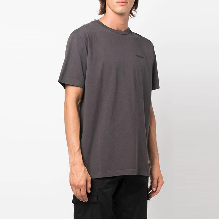 Purchase OFF-WHITE FW22 斜紋標誌圖案灰色短袖T恤。 OMAA027C99JER0101010