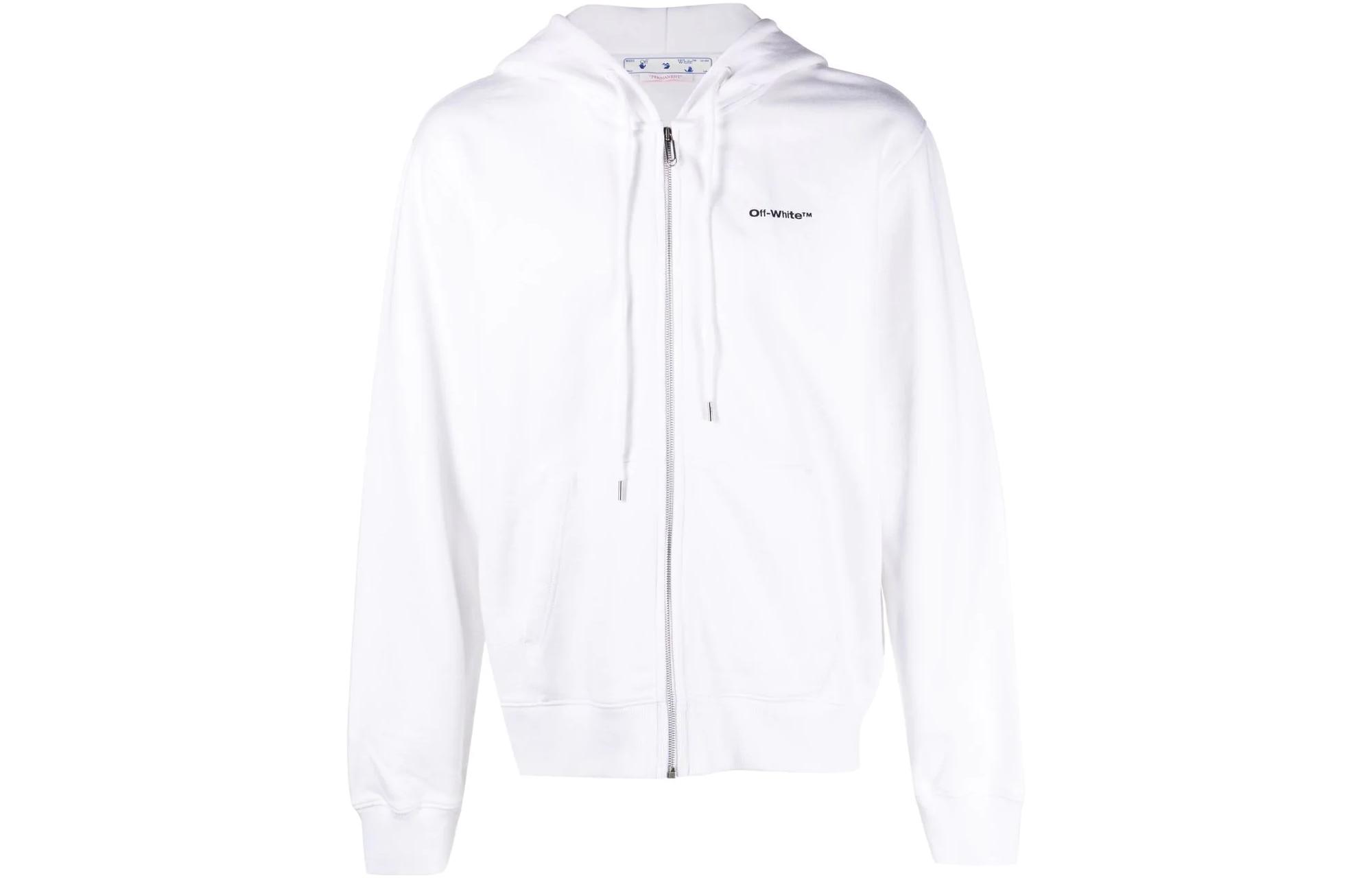 OFF-WHITE FW22 Diagonal Logo Print Zip Hoodie White Mens Regular Fit. OMBE013C99FLE0070110 圖 2