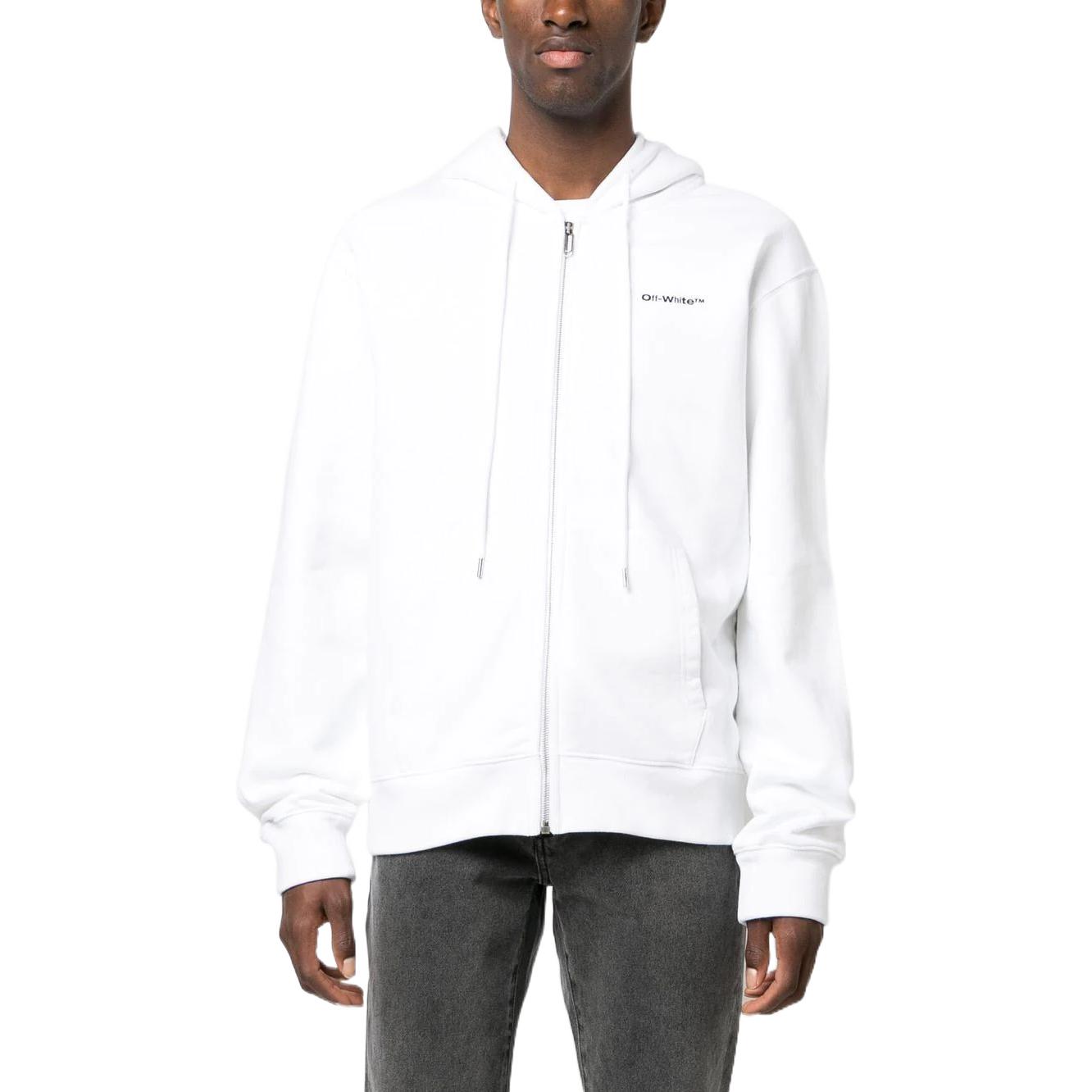 OFF-WHITE FW22 Diagonal Logo Print Zip Hoodie White Mens Regular Fit. OMBE013C99FLE0070110 圖 3