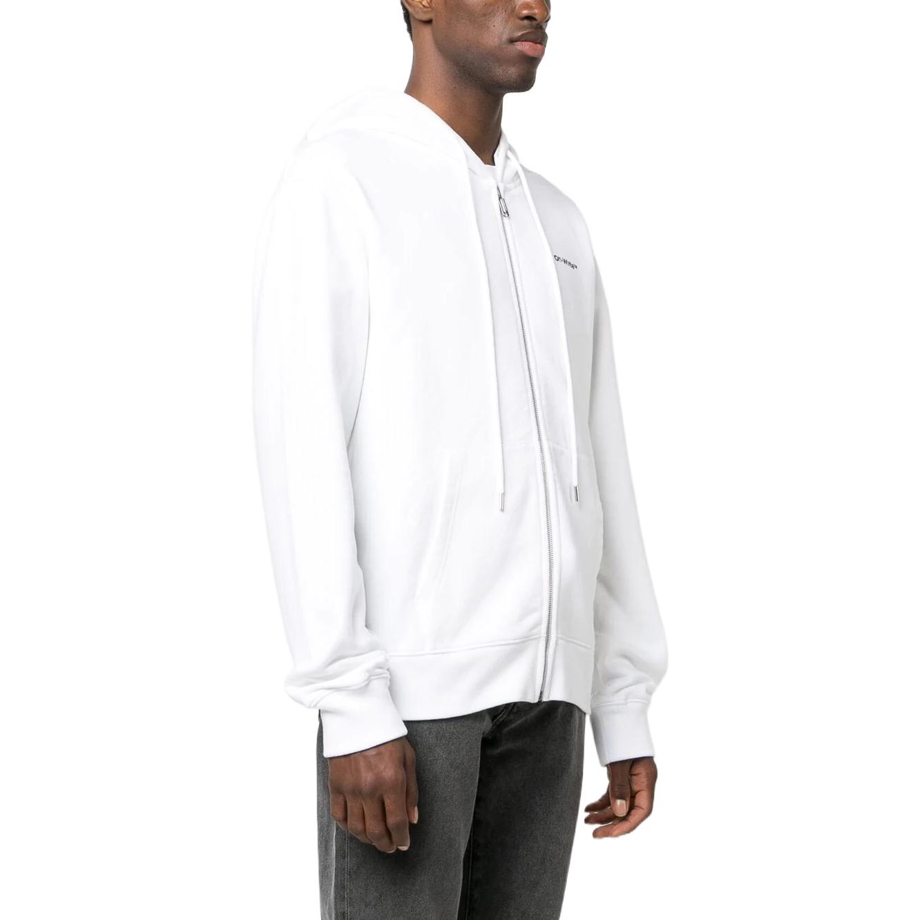 OFF-WHITE FW22 Diagonal Logo Print Zip Hoodie White Mens Regular Fit. OMBE013C99FLE0070110 圖 4