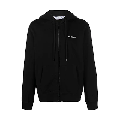 OFF-WHITE FW22 Diagonal Logo Zip Hoodie Black Regular Fit. OMBE013C99FLE0071001