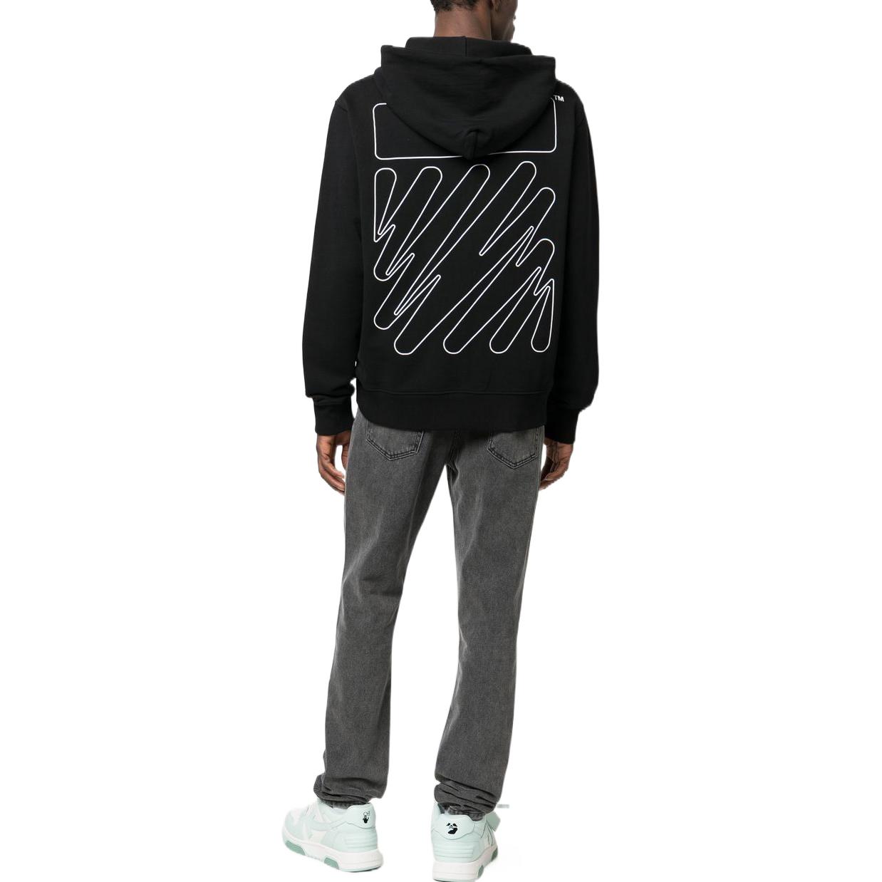 Shop OFF-WHITE FW22 斜紋標誌拉鍊連帽衫 黑色 常規版型 OMBE013C99FLE0071001