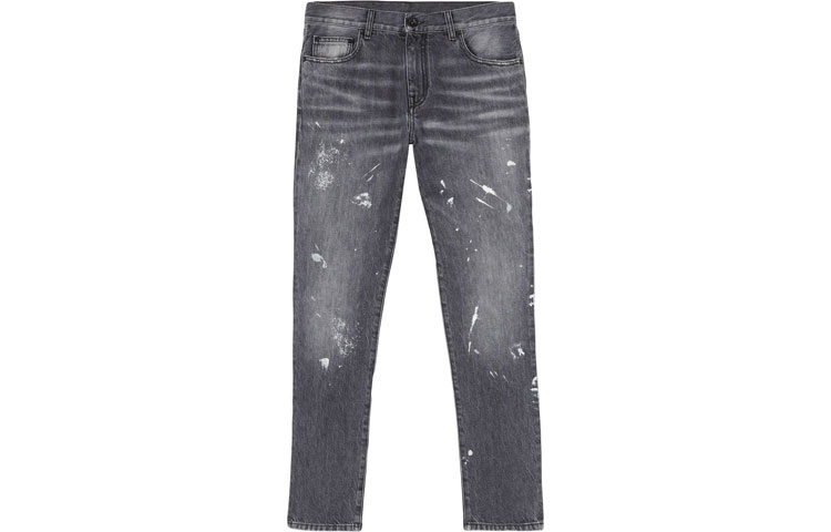 OFF-WHITE FW22 Diagonal Stripe Graphic Straight Jeans Gray  Regular Fit OMYA074S22DEN0031101