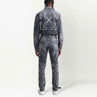OFF-WHITE FW22 Celana Jeans Abu-Abu Garis Diagonal Regular Fit Straight OMYA074S22DEN0031101 Shop OFF-WHITE FW22 Celana Jeans Abu-Abu Garis Diagonal Regular Fit Straight OMYA074S22DEN0031101
