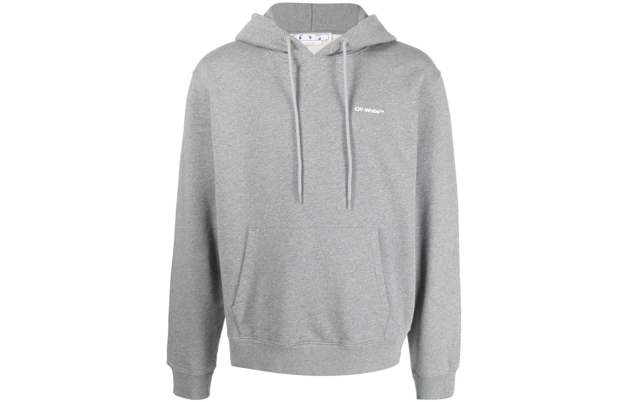 OFF-WHITE FW22 Diagonal Stripe Hoodie Gray  Long Sleeve. OMBB097F22FLE0150801