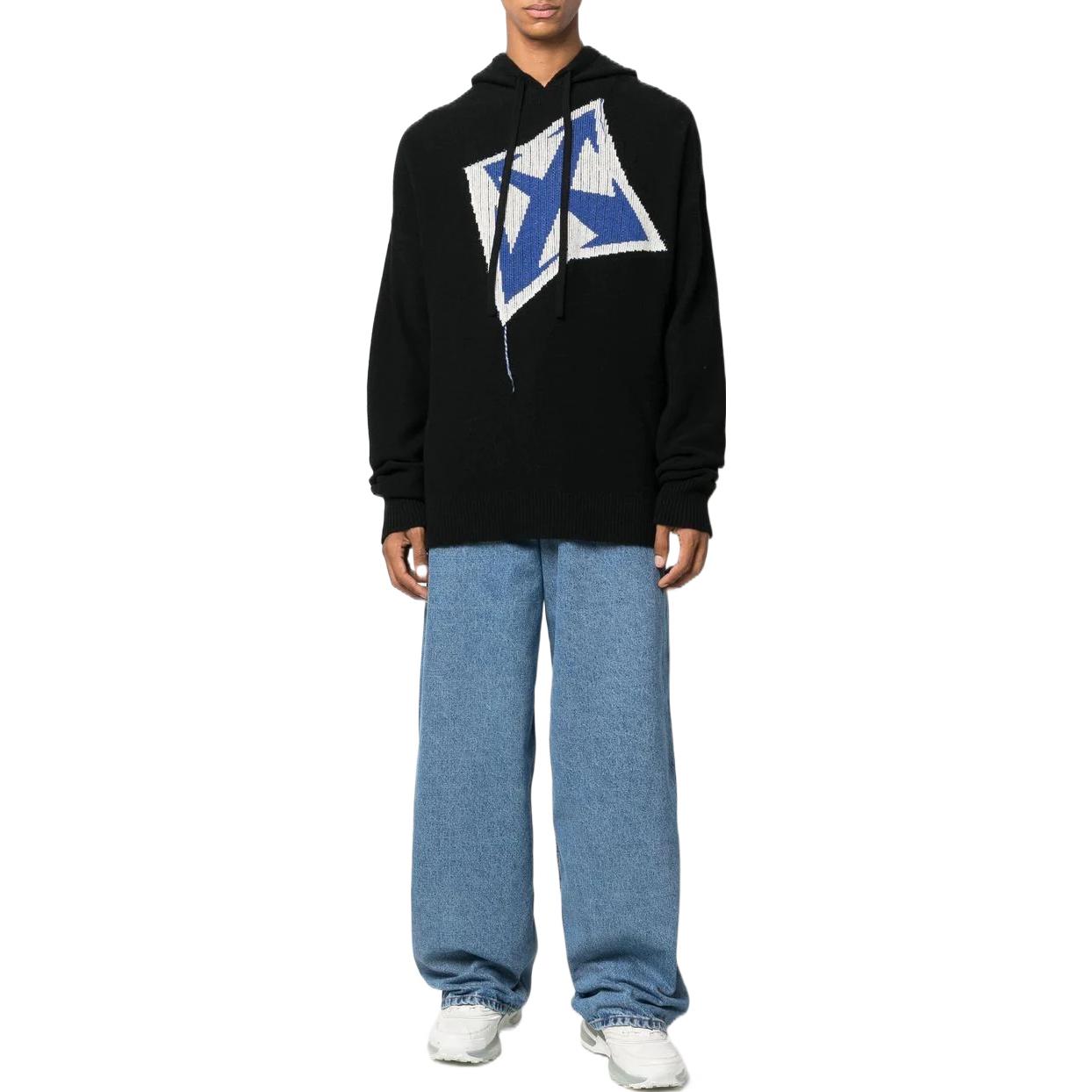 Off-White FW22 Double Arrow Print Knit Hoodie Black ( Loose Fit) OMHA155F22KNI0021045 圖 3
