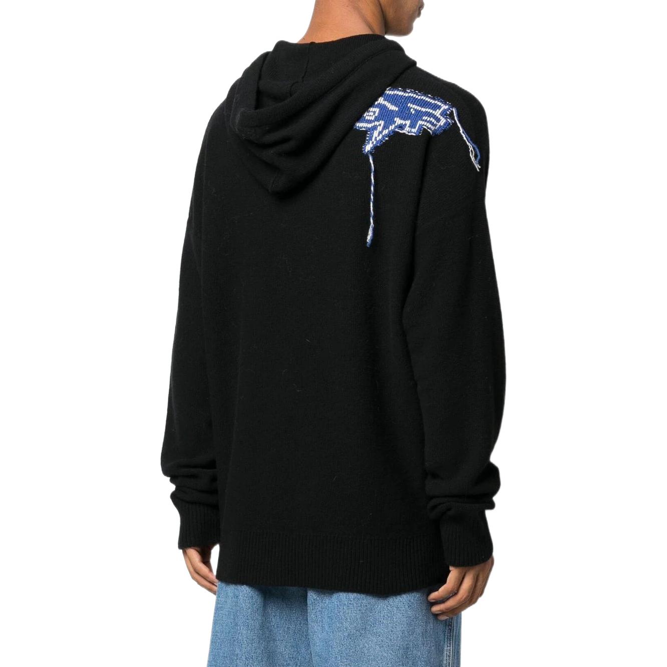 Off-White FW22 Double Arrow Print Knit Hoodie Black ( Loose Fit) OMHA155F22KNI0021045 圖 4
