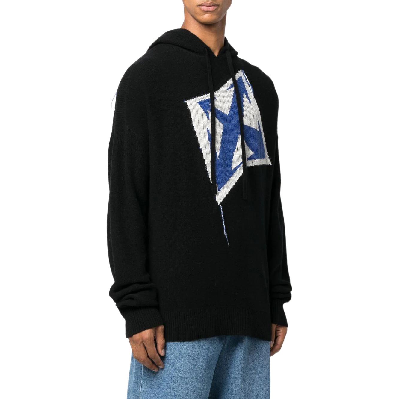 Off-White FW22 Double Arrow Print Knit Hoodie Black ( Loose Fit) OMHA155F22KNI0021045 圖 5