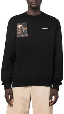 OFF-WHITE FW22 Graphic Crewneck Lengan Panjang Sweatshirt Hitam - Loose Fit. OMBA057C99FLE0111001 Lookbook OFF-WHITE FW22 Graphic Crewneck Lengan Panjang Sweatshirt Hitam - Loose Fit. OMBA057C99FLE0111001