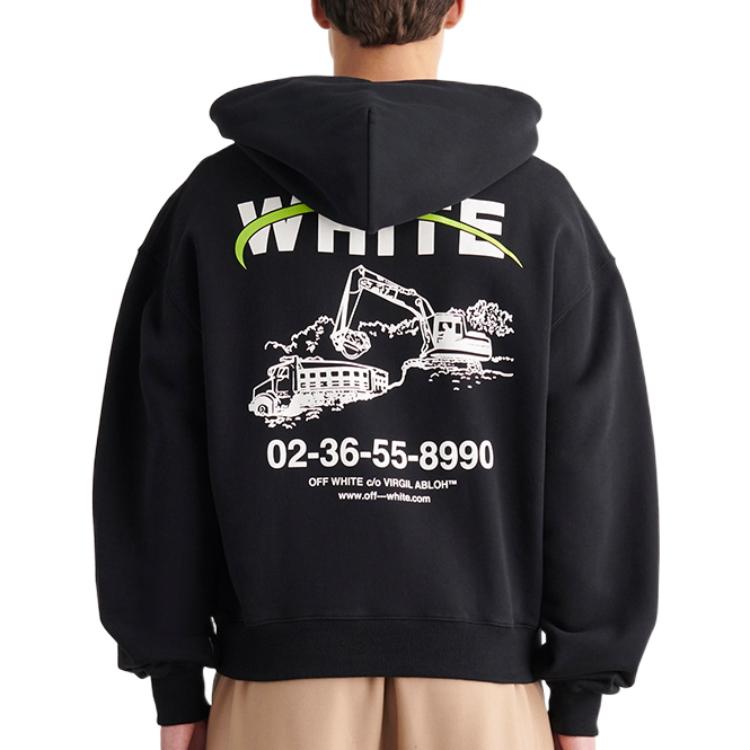 OFF-WHITE FW22 Graphic Print Oversized Hoodie Black OMBB037F22FLE0081001 圖 4