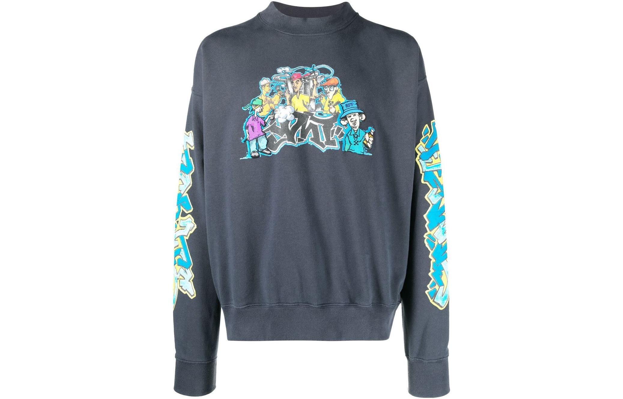 Off-White FW22 Graphic Printed Crewneck Sweatshirt Rock Gray ( Regular Fit) OMBA054F22FLE0124684