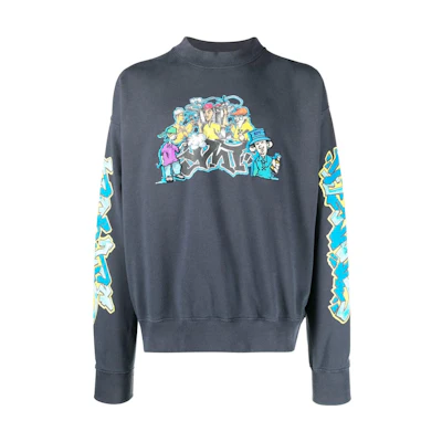 Off-White FW22 Graphic Printed Crewneck Sweatshirt Rock Gray ( Regular Fit) OMBA054F22FLE0124684