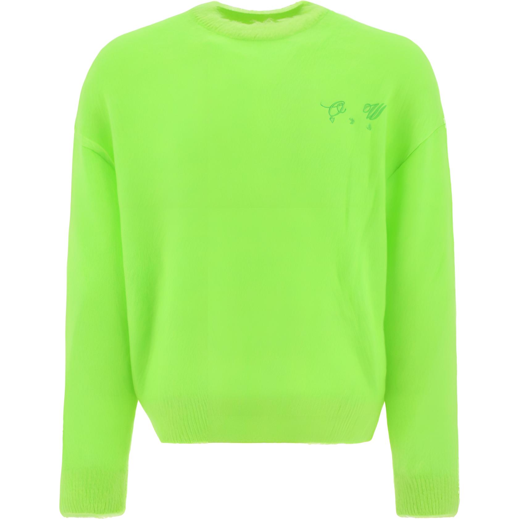 OFF-WHITE FW22 Green Mohair Sweater with Logo Embroidery for Men OMHE137F22KNI0017070