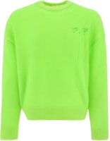 OFF-WHITE FW22 Green Mohair Sweater with Logo Embroidery for Men OMHE137F22KNI0017070 OFF-WHITE FW22 Green Mohair Sweater with Logo Embroidery for Men OMHE137F22KNI0017070