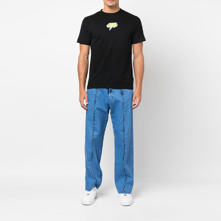 OFF-WHITE FW22 Letter Logo Print Black Crewneck T-Shirt OMAA027F22JER0071070 圖 4