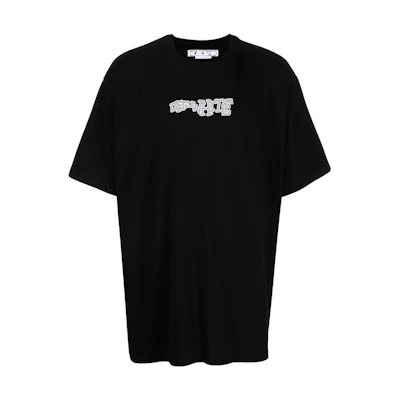 OFF-WHITE FW22 Letter Logo Print Crewneck T-Shirt Black Mens Regular Fit OMAA038F22JER0031001