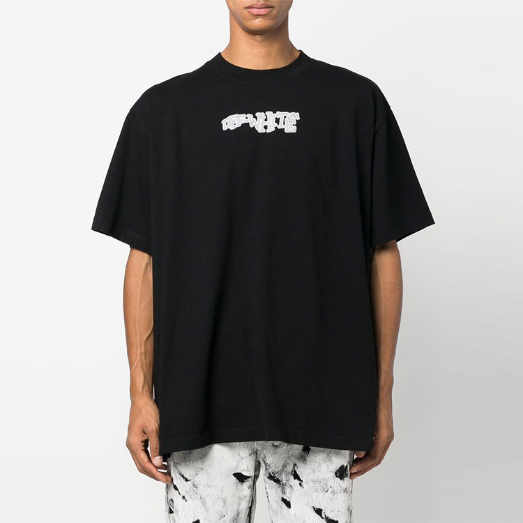 OFF-WHITE FW22 Letter Logo Print Crewneck T-Shirt Black Mens Regular Fit OMAA038F22JER0031001 圖 3
