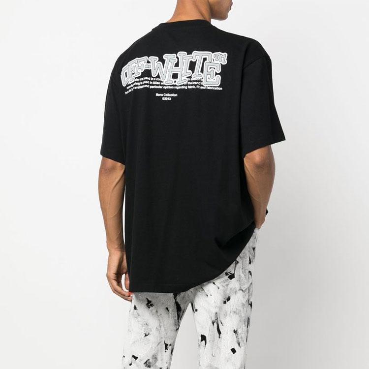 OFF-WHITE FW22 Letter Logo Print Crewneck T-Shirt Black Mens Regular Fit OMAA038F22JER0031001 圖 4