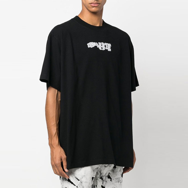 OFF-WHITE FW22 Letter Logo Print Crewneck T-Shirt Black Mens Regular Fit OMAA038F22JER0031001 圖 5