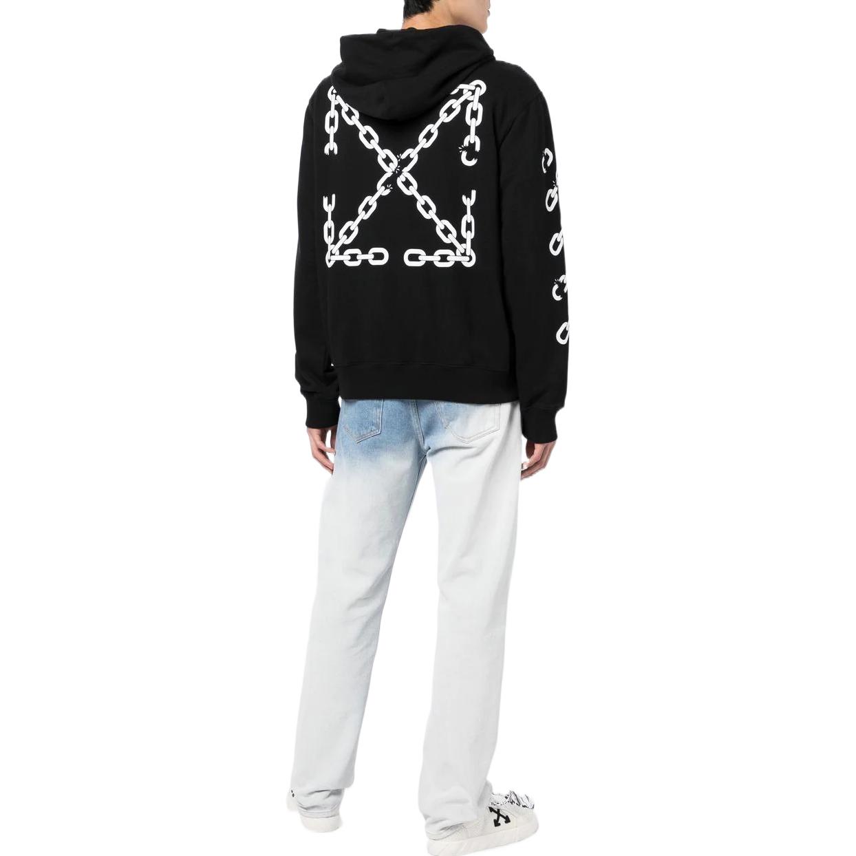 Details for OFF-WHITE FW22 字母Logo印花拉鏈連帽外套 黑色 寬鬆版型 OMBE013F22FLE0061001