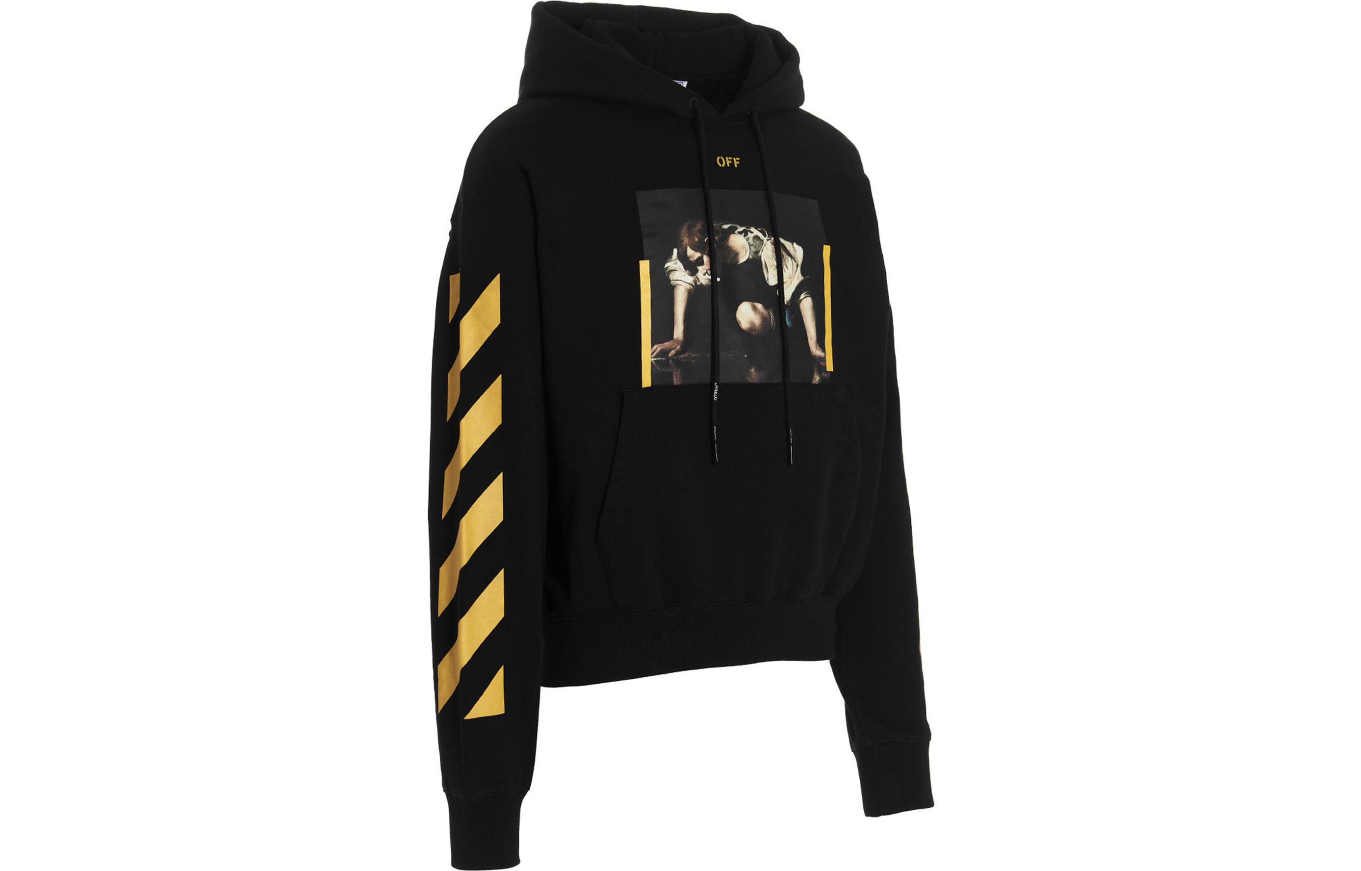 Shop OFF-WHITE FW22 字母LOGO黑色衛衣 秋季圖案款式. OMBB037C99FLE0111018