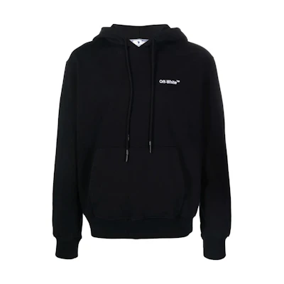 OFF-WHITE FW22 Letter Print Hoodie Black Loose Fit Pullover Sweatshirt OMBB097C99FLE0071001