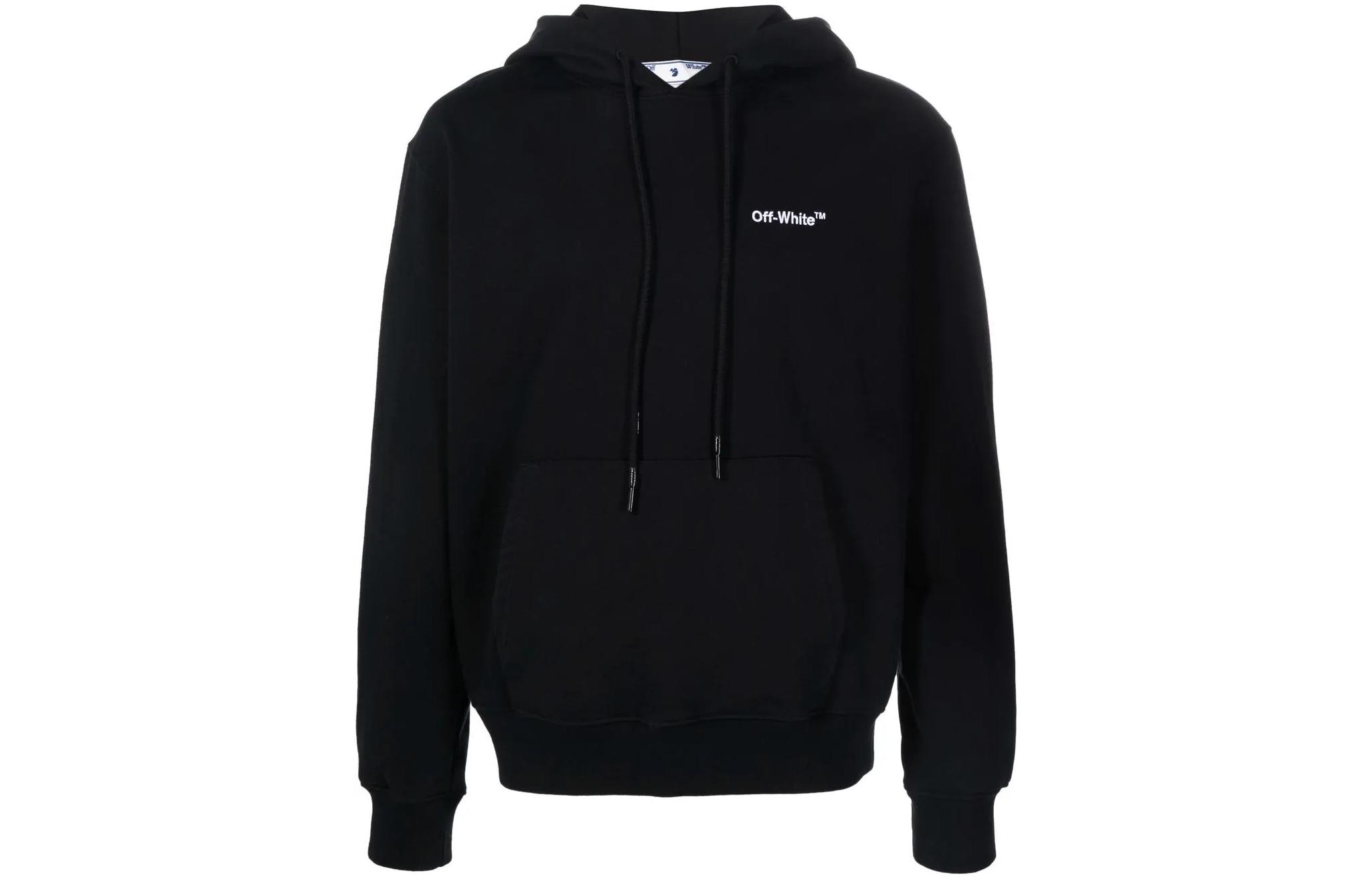 Order OFF-WHITE FW22 Letter Print Hoodie Black  Loose Fit Pullover Sweatshirt OMBB097C99FLE0071001