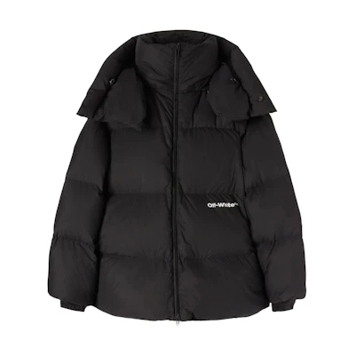 OFF-WHITE FW22 Letter Print Loose Fit Zip Hoodie Jacket Black OMED045F22FAB0011001