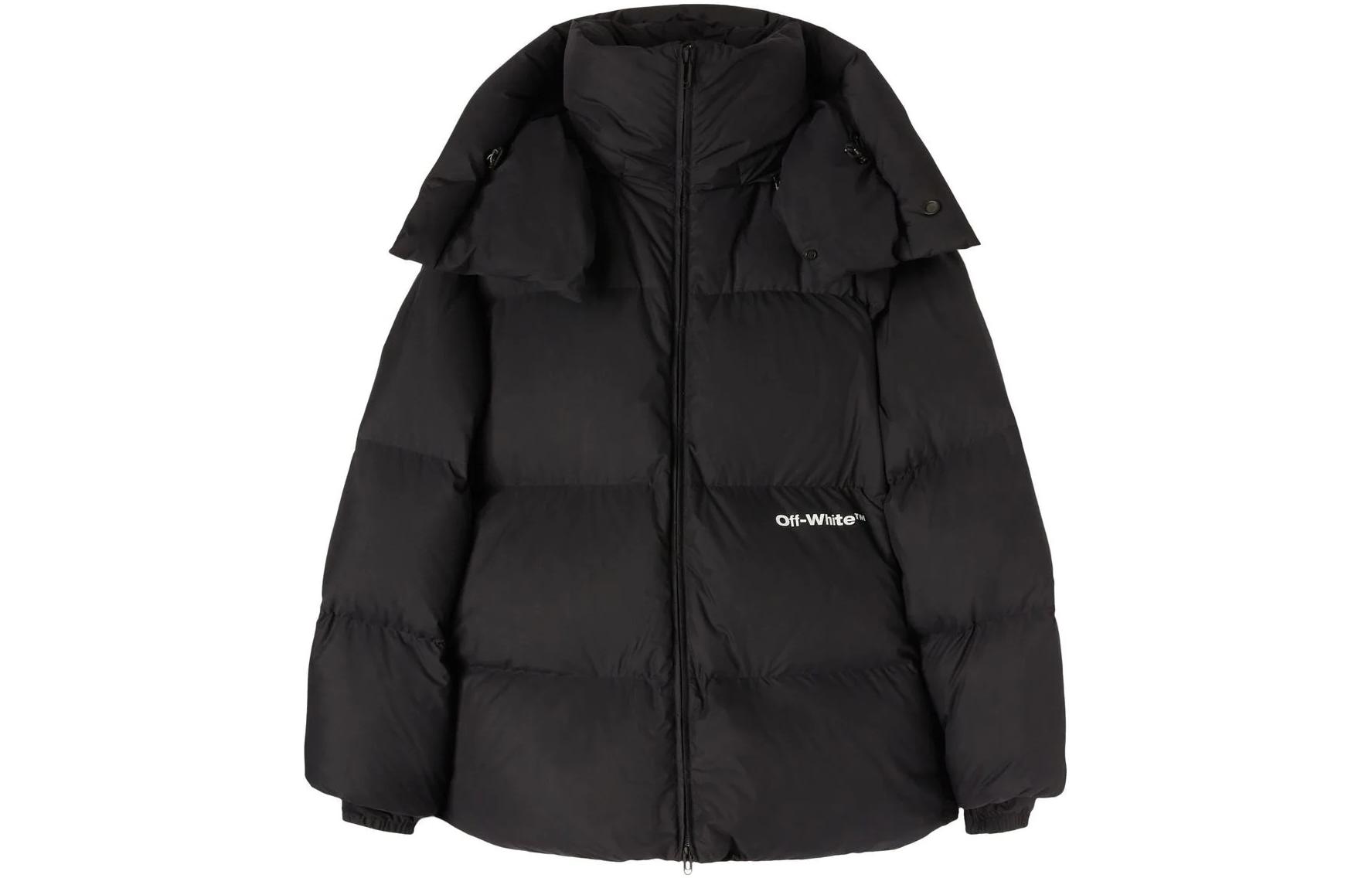 OFF-WHITE FW22 Letter Print Loose Fit Zip Hoodie Jacket Black OMED045F22FAB0011001 圖 2