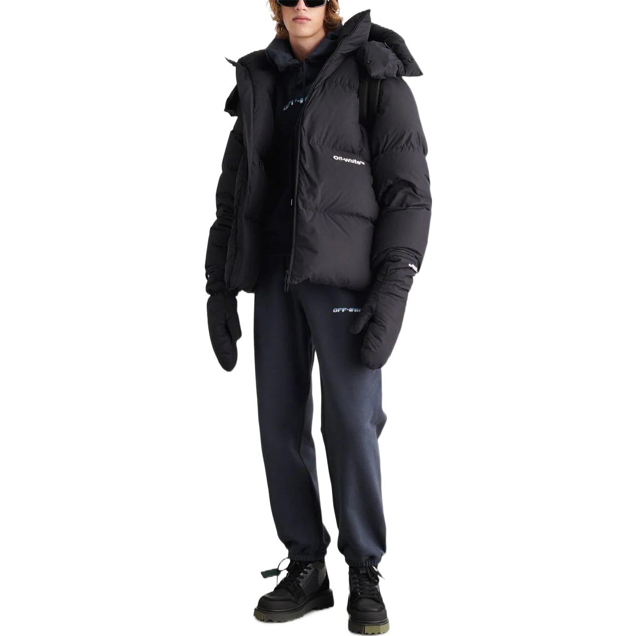 OFF-WHITE FW22 Letter Print Loose Fit Zip Hoodie Jacket Black OMED045F22FAB0011001 圖 3