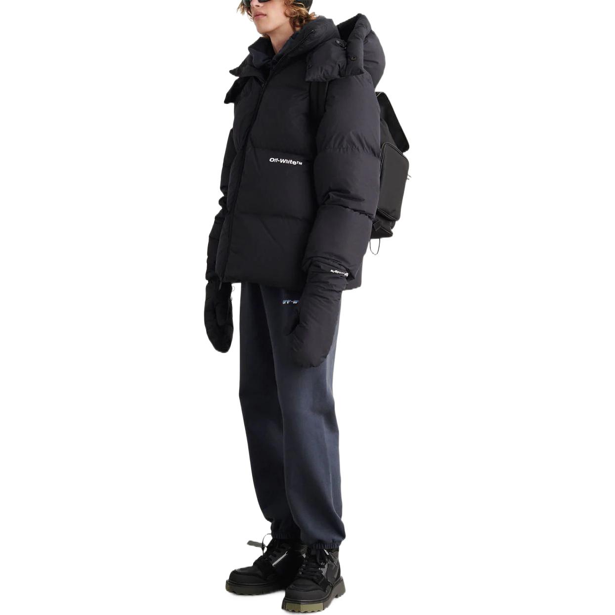 OFF-WHITE FW22 Letter Print Loose Fit Zip Hoodie Jacket Black OMED045F22FAB0011001 圖 5