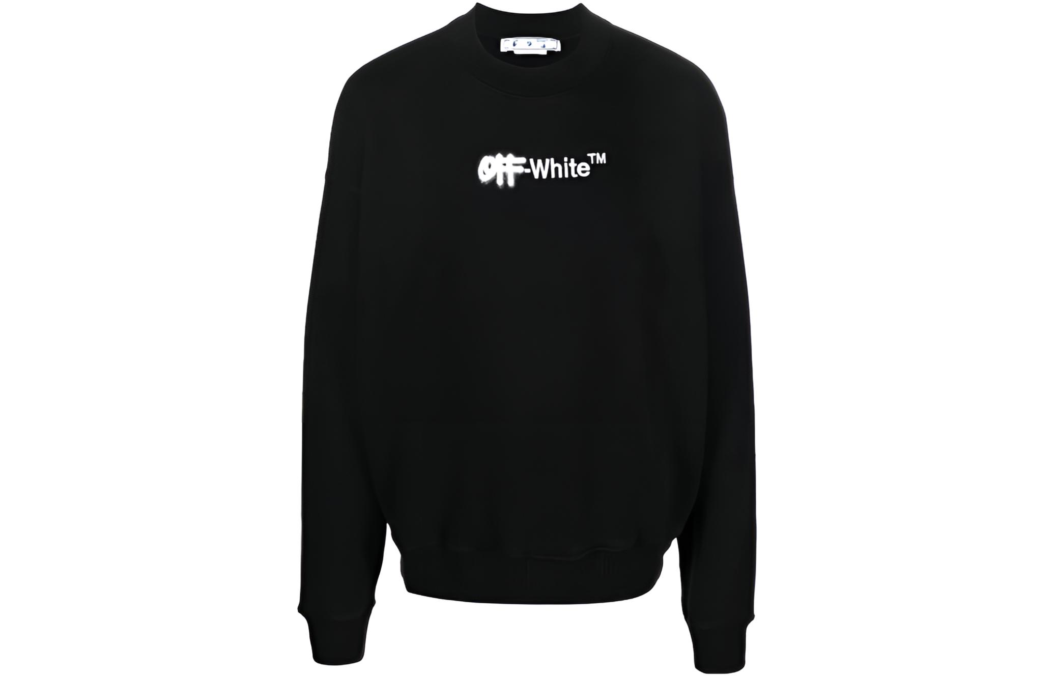 OFF-WHITE FW22 Logo Embroidered Regular Fit Black Sweatshirt 秋季 OMBA054F22FLE0011001