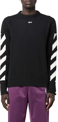 Suéter Negro OFF-WHITE FW22 Logo Print Cuello Redondo Manga Larga Pullover. OMHE023C99KNI0011001 Lookbook Suéter Negro OFF-WHITE FW22 Logo Print Cuello Redondo Manga Larga Pullover. OMHE023C99KNI0011001