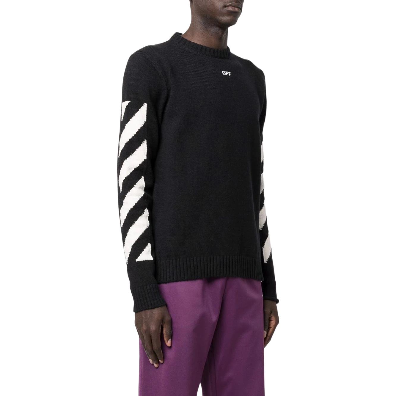 Shop Suéter Negro OFF-WHITE FW22 Logo Print Cuello Redondo Manga Larga Pullover. OMHE023C99KNI0011001