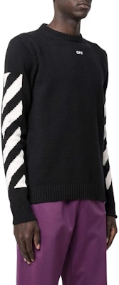 Suéter Negro OFF-WHITE FW22 Logo Print Cuello Redondo Manga Larga Pullover. OMHE023C99KNI0011001 Shop Suéter Negro OFF-WHITE FW22 Logo Print Cuello Redondo Manga Larga Pullover. OMHE023C99KNI0011001