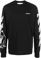 OFF-WHITE FW22 Logo Print Long Sleeve Crewneck Tee Black Autumn Collection OMAB064F22JER0051001 OFF-WHITE FW22 Logo Print Long Sleeve Crewneck Tee Black Autumn Collection OMAB064F22JER0051001