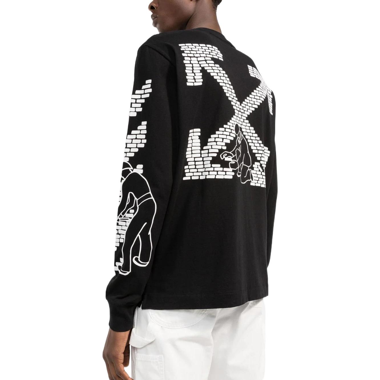 Purchase OFF-WHITE 秋冬款黑色长袖Logo印花圆领T恤 OMAB064F22JER0051001