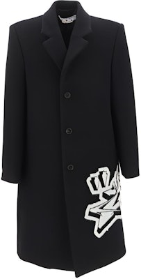 OFF-WHITE FW22 黑色单排扣印花长款大衣 时尚 OMER071F22FAB0011001 Buy OFF-WHITE FW22 黑色单排扣印花长款大衣 时尚 OMER071F22FAB0011001