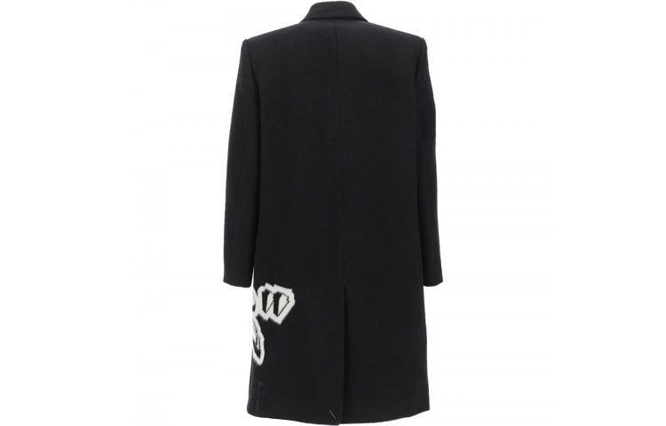 Lookbook OFF-WHITE FW22 Logo Cetakan Kot Hitam Single-Breasted Lelaki. OMER071F22FAB0011001