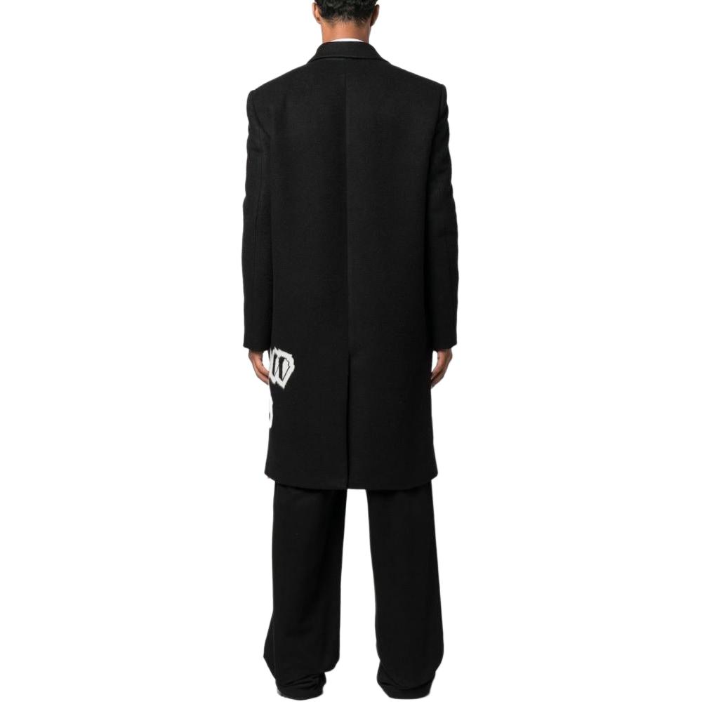 Details for OFF-WHITE FW22 Logo Cetakan Kot Hitam Single-Breasted Lelaki. OMER071F22FAB0011001