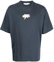 OFF-WHITE FW22 Navy Blue Graphic Print Loose Fit Short Sleeve T-Shirt OMAA120F22JER0034641 OFF-WHITE FW22 Navy Blue Graphic Print Loose Fit Short Sleeve T-Shirt OMAA120F22JER0034641
