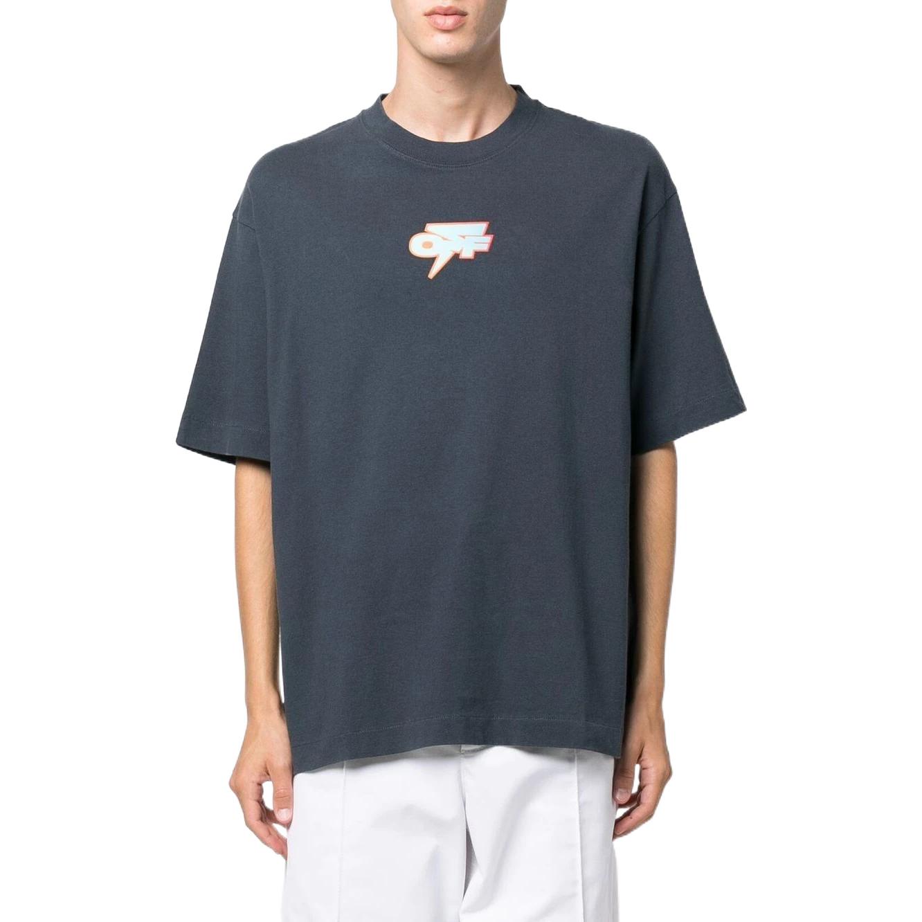 OFF-WHITE FW22 Navy Blue Graphic Print Loose Fit Short Sleeve T-Shirt OMAA120F22JER0034641 圖 3