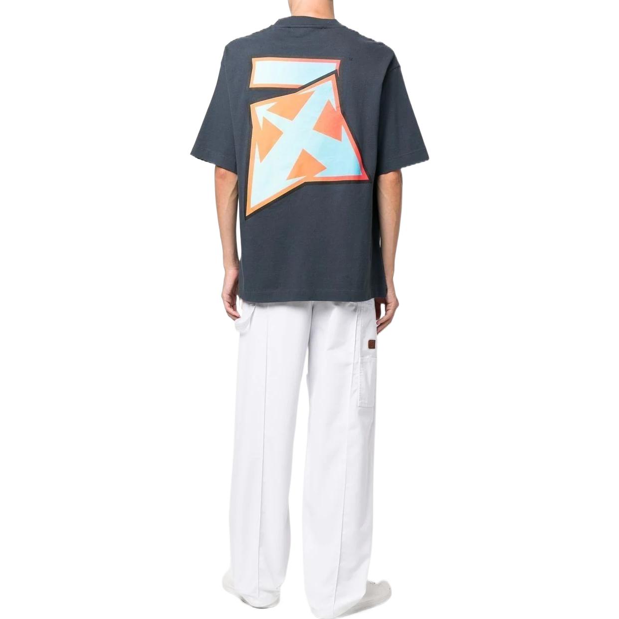 OFF-WHITE FW22 Navy Blue Graphic Print Loose Fit Short Sleeve T-Shirt OMAA120F22JER0034641 圖 4