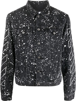 OFF-WHITE 2022年FW ペイントスプラッター デニムジャケット ブラック メンズ OMYE079F22DEN0011001 Buy OFF-WHITE 2022年FW ペイントスプラッター デニムジャケット ブラック メンズ OMYE079F22DEN0011001