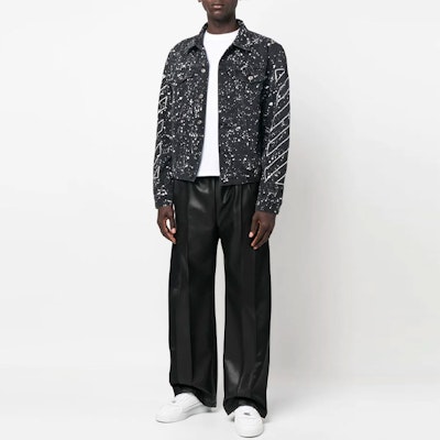 OFF-WHITE 2022年FW ペイントスプラッター デニムジャケット ブラック メンズ OMYE079F22DEN0011001 Lookbook OFF-WHITE 2022年FW ペイントスプラッター デニムジャケット ブラック メンズ OMYE079F22DEN0011001