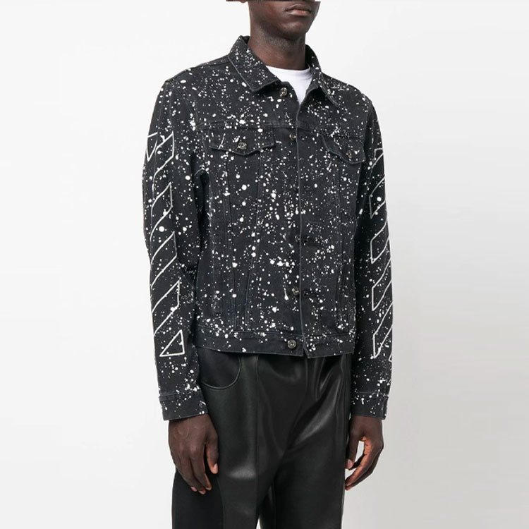 Purchase OFF-WHITE 2022年FW ペイントスプラッター デニムジャケット ブラック メンズ OMYE079F22DEN0011001