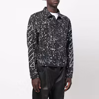 Purchase OFF-WHITE FW22 潑漆單排扣黑色丹寧外套 男裝 OMYE079F22DEN0011001
