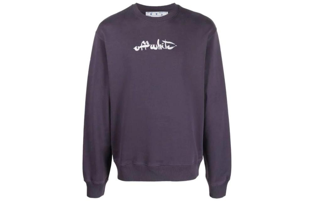 Off-White FW22 Purple Pullover Sweatshirt with Logo Print for Men OMBA057F22FLE0063501