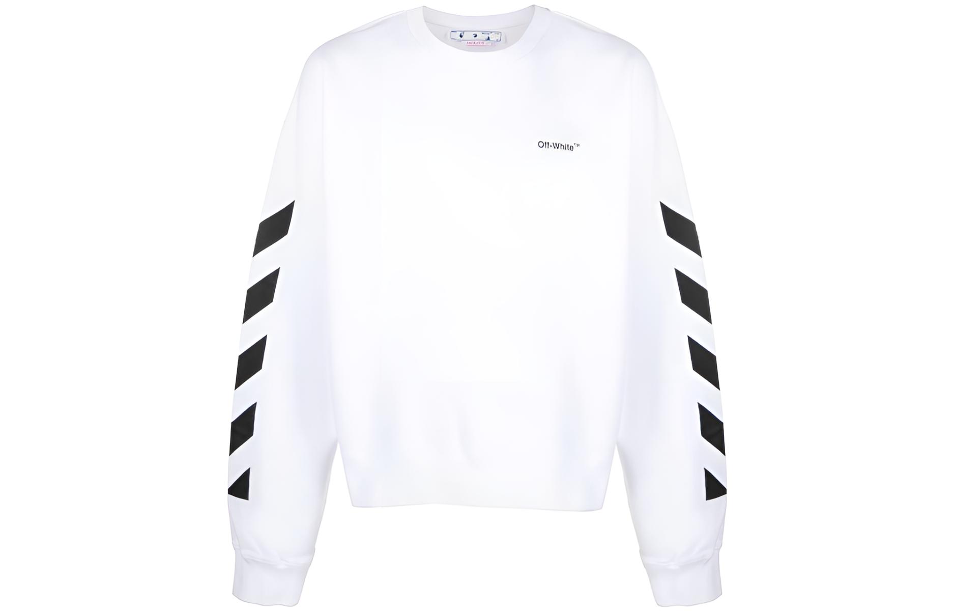 OFF-WHITE FW22 Side Stripe Letter Print Crewneck Sweatshirt White OMBA058C99FLE0010110